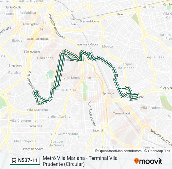 N537-11 Bus Line Map