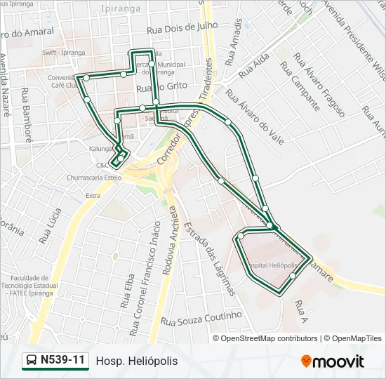N539-11 Bus Line Map