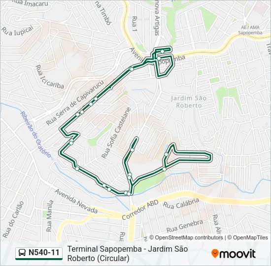 N540-11 Bus Line Map