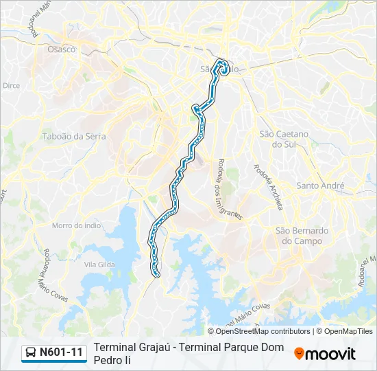 N601-11 Bus Line Map