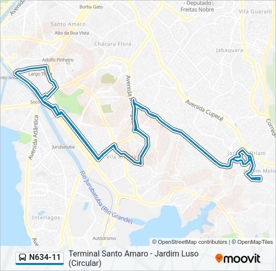 N634-11 Bus Line Map
