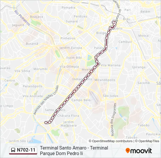 N702-11 Bus Line Map