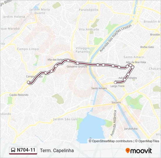 N704-11 Bus Line Map