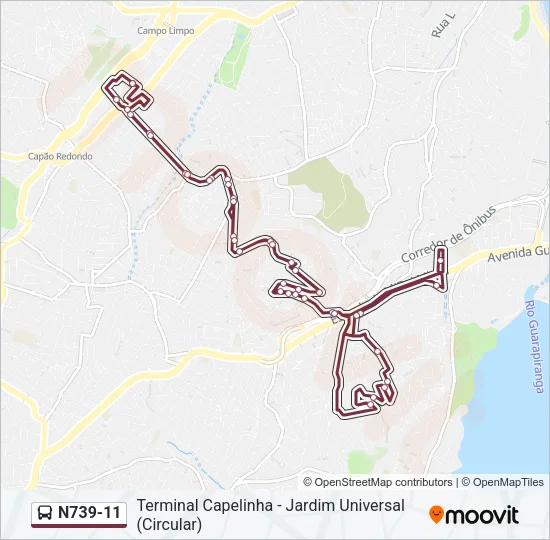 N739-11 Bus Line Map