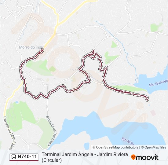 Mapa de N740-11 de autobús