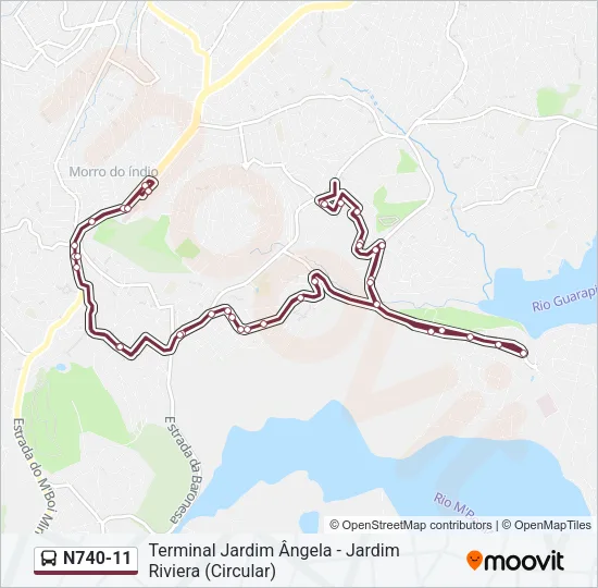 N740-11 Bus Line Map