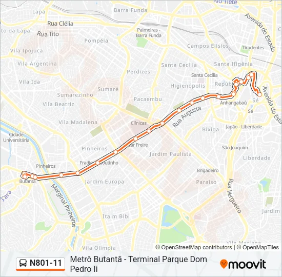 N801-11 Bus Line Map
