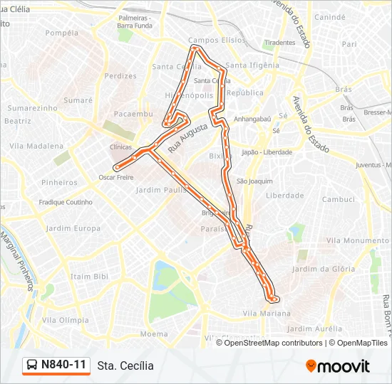 N840-11 Bus Line Map