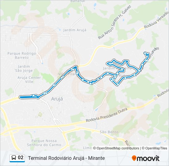 Mapa da linha 02 de ônibus