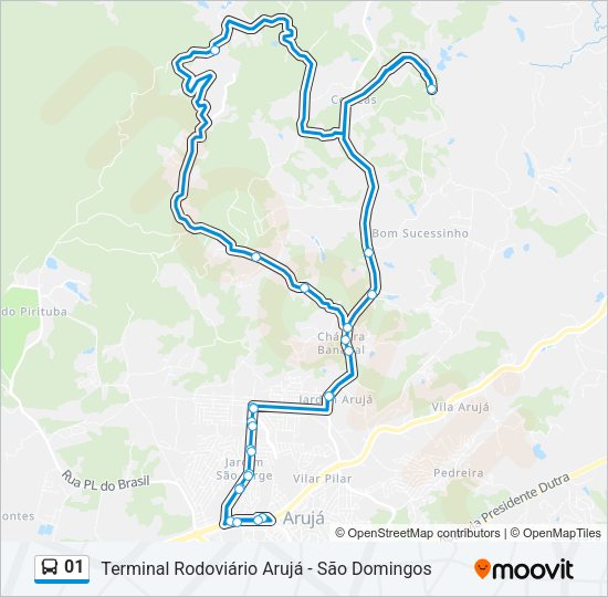 Mapa da linha 01 de ônibus