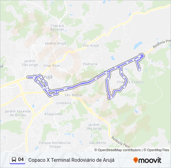 Mapa da linha 04 de ônibus