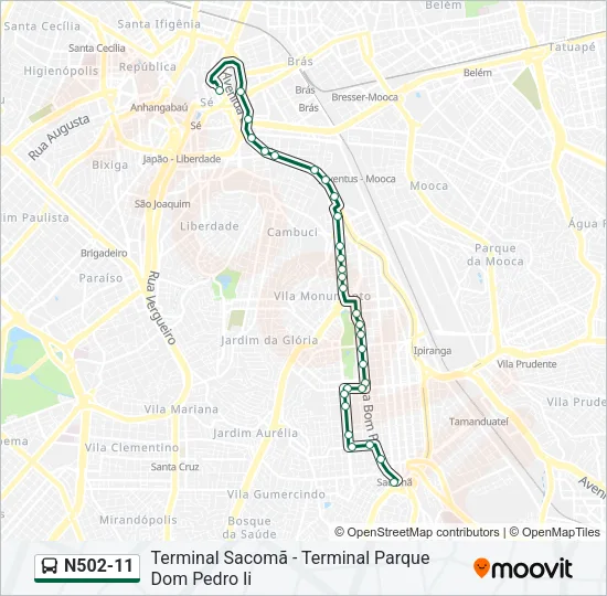 N502-11 Bus Line Map