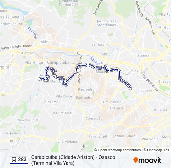 Mapa da linha 283 de 