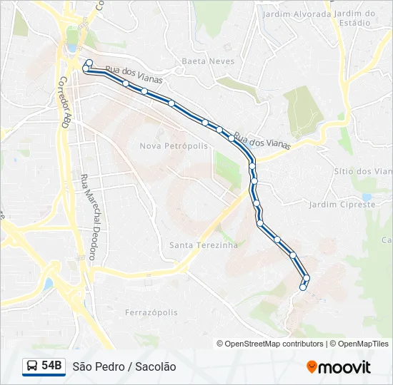 54B Bus Line Map