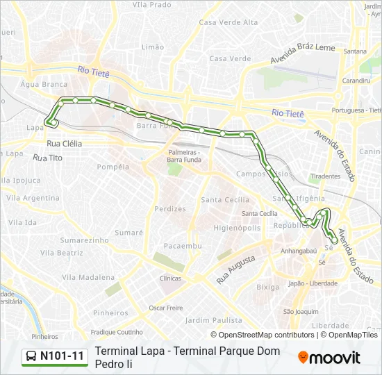 N101-11 Bus Line Map