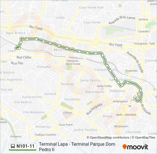 N101-11 Bus Line Map