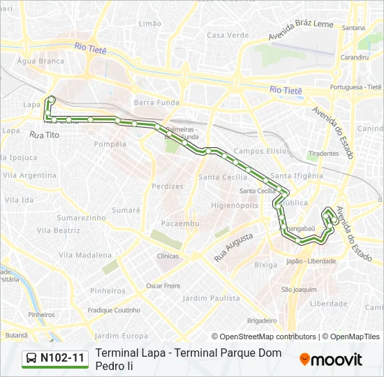 N102-11 Bus Line Map