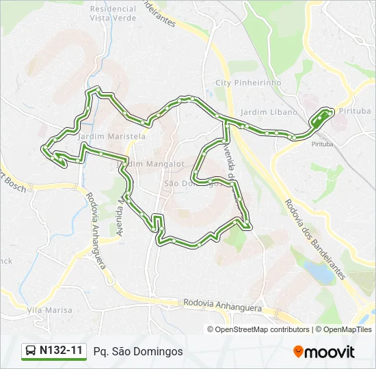 N132-11 Bus Line Map