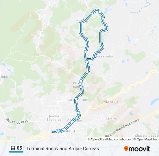 Mapa da linha 05 de ônibus