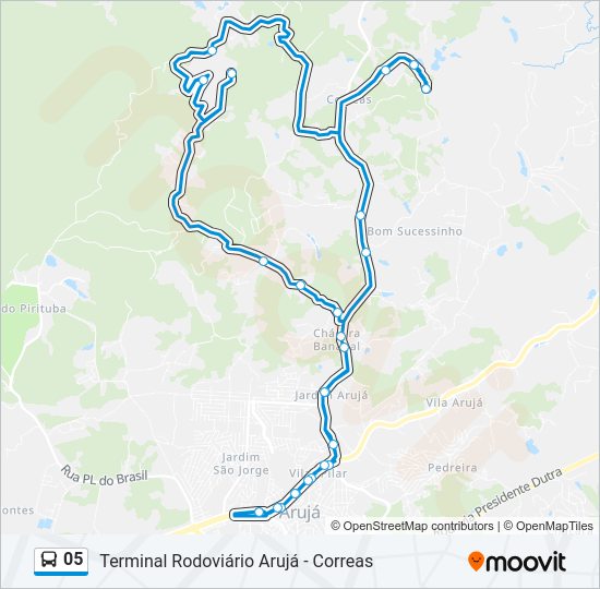 Mapa da linha 05 de ônibus