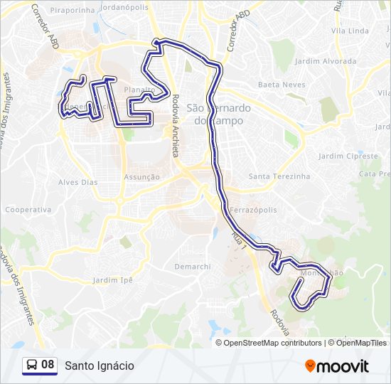 Mapa de 08 de autobús