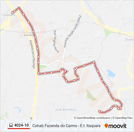 Mapa da linha 4024-10 de ônibus