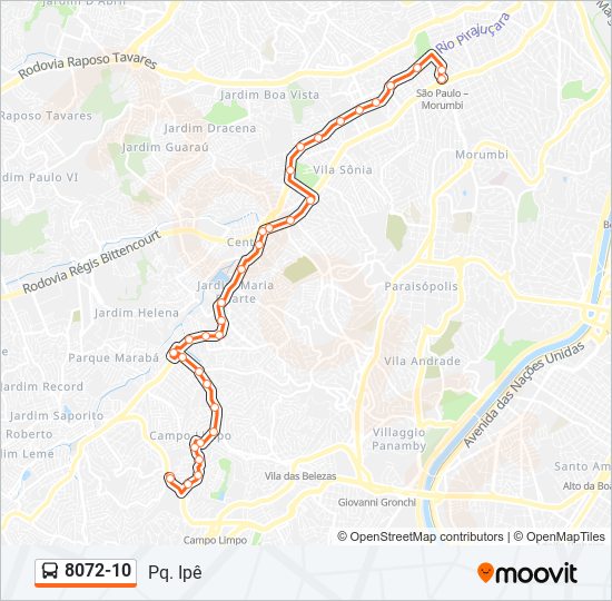 Mapa de 8072-10 de autobús