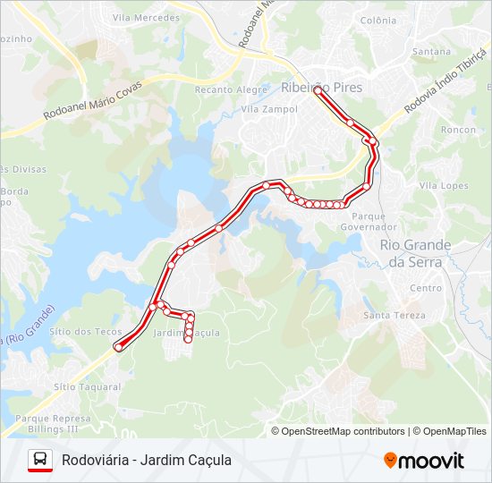 Mapa da linha 9 JARDIM CAÇULA de ônibus