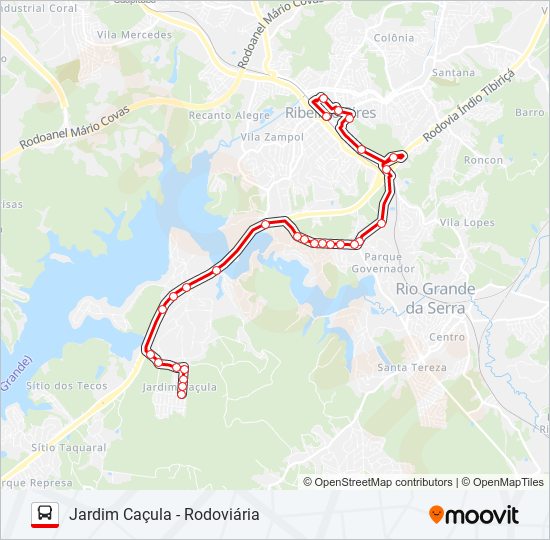 Mapa da linha 9 JARDIM CAÇULA de ônibus