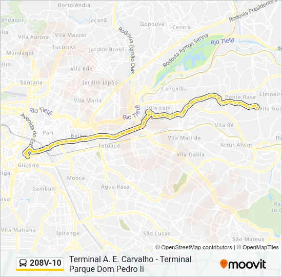 208V-10 Bus Line Map