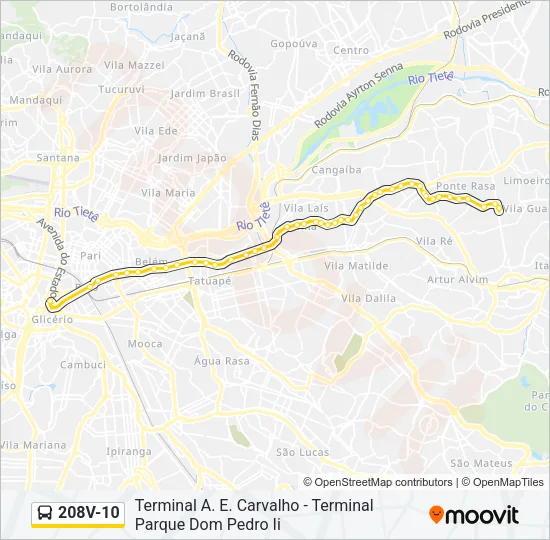 208V-10 Bus Line Map