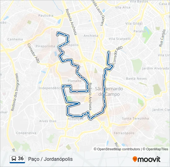 36 Bus Line Map
