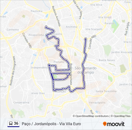 Mapa de 36 de autobús