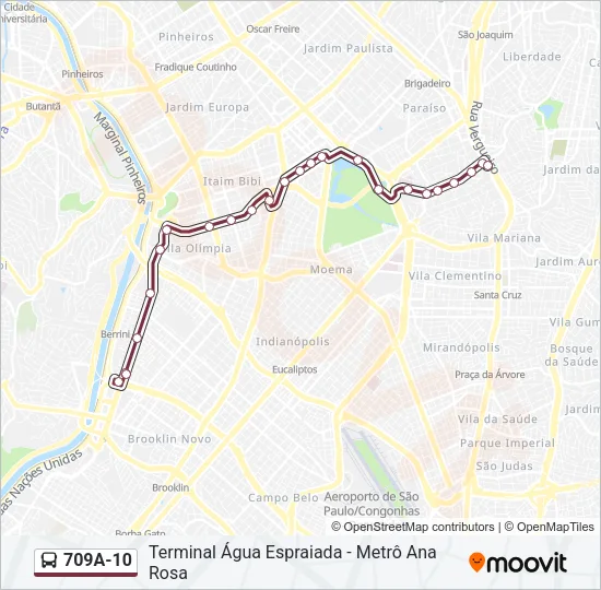 709A-10 Bus Line Map