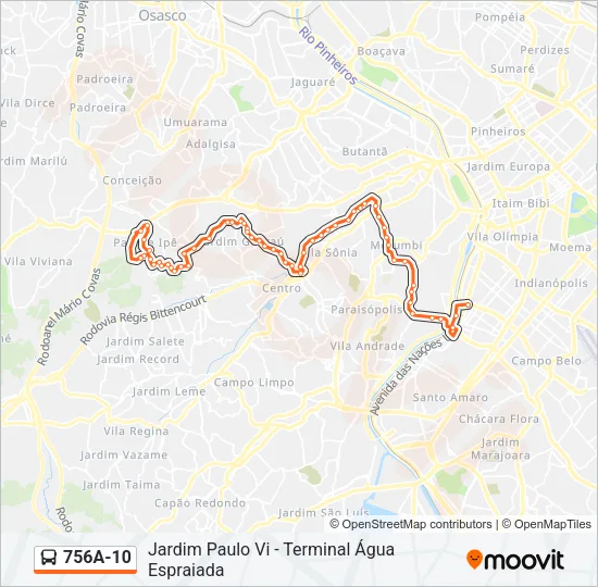 756A-10 Bus Line Map