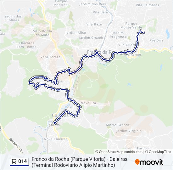 Mapa da linha 014 de ônibus