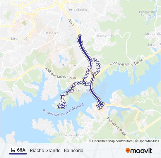 Mapa de 66A de autobús