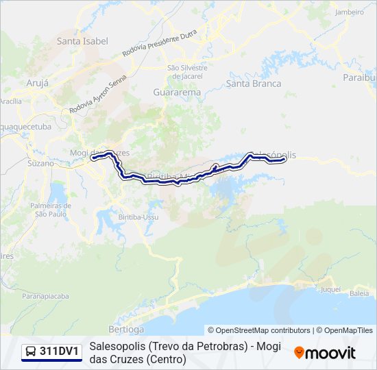 Mapa da linha 311DV1 de ônibus