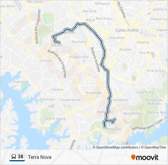 Rota da linha 38: horários, paradas e mapas - Terra Nova (Atualizado)