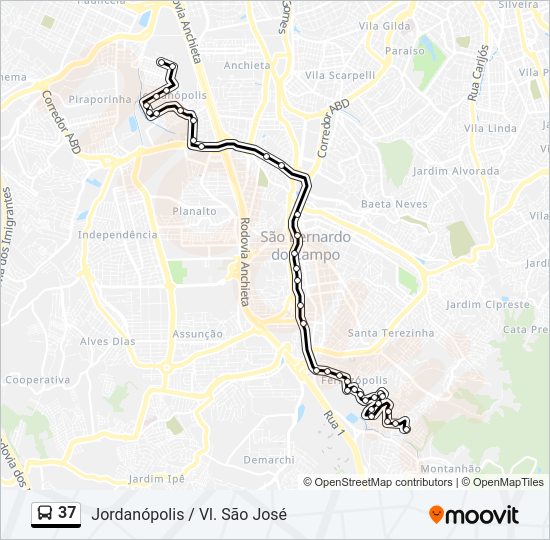 Mapa de 37 de autobús