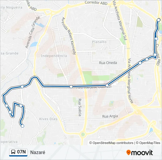 07N Bus Line Map