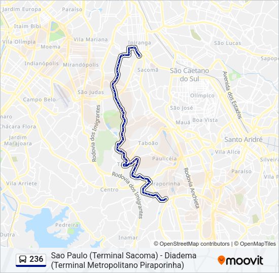 Mapa da linha 236 de ônibus