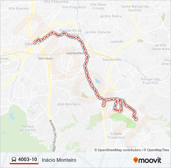 Mapa da linha 4003-10 de ônibus