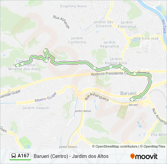 A167 Bus Line Map