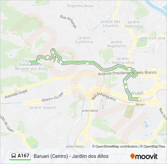 A167 Bus Line Map