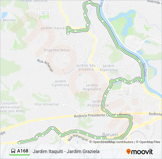 A168 Bus Line Map