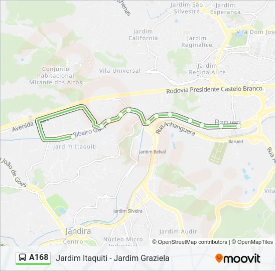 A168 Bus Line Map