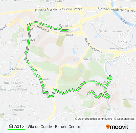 A215 Bus Line Map