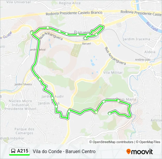 A215 Bus Line Map