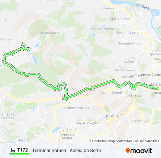 Mapa de T172 de autobús